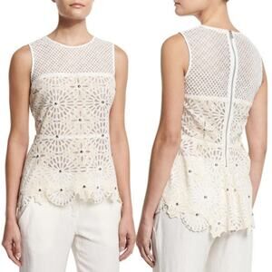 VERONICA BEARD Sunrise Beaded Crochet Top Women's Size 2